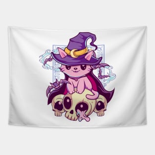 Skull Cat Kawaii Gothic Tapestry