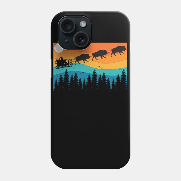 Retro Christmas National Park Bison Buffalo Xmas Christmas Phone Case by mrsmitful01