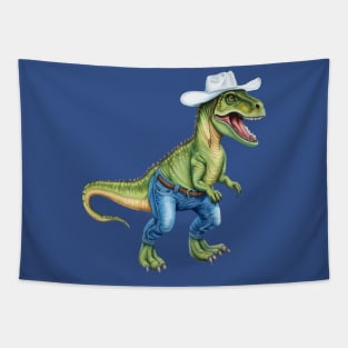 Texan Cowboy Dinosaur Wearing Denim Jeans Tapestry