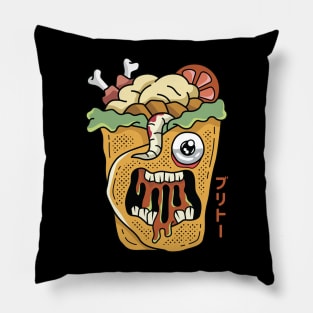 Kawaii Japanese Monster Burrito for Pizza Lovers Pillow