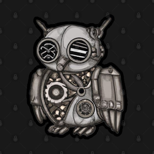 steampunk owl, cyberpunk owl, owl with armor, robo owl by maxdax