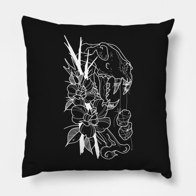Sticks Stones and Tiger Bones Pillow by tiff_toxic
