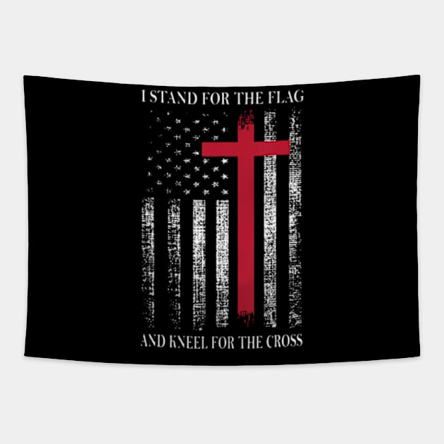 I Stand for the Flag and Kneel for the Cross  USA Flag Tapestry by Daysy1