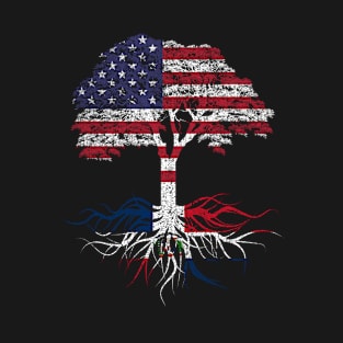 American Grown with Dominican Republic Roots USA Flag T-Shirt