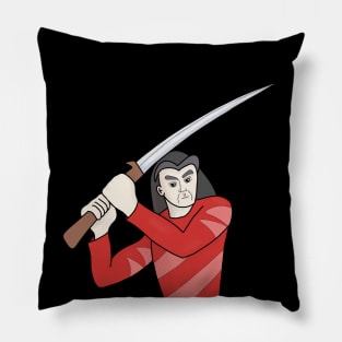 Samurai Holding a Sword Pillow