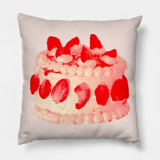 Vintage Strawberry Cake Print Pillow