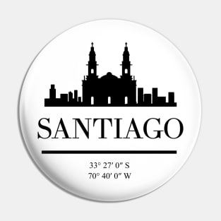 SANTIAGO DE CHILE BLACK SILHOUETTE SKYLINE ART Pin