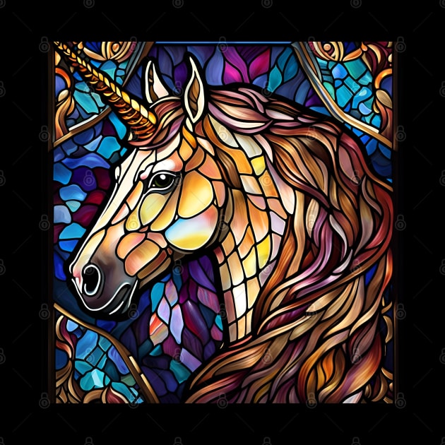 Stained Glass Golden Unicorn by Chance Two Designs