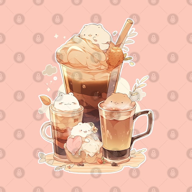 Foodiies Collection - Tripple Double Chocolate Latte With 6 Balls Of Chocolate Ice Cream | Kawaii Aesthetic Anime Food Design | PROUD OTAKU by PROUD OTAKU