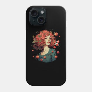 A Girl With Red Hair Surrounded by Apples Girl Who Loves Fruit Phone Case