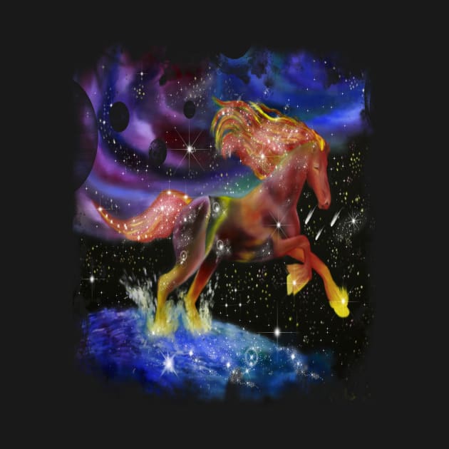 Space galaxy fire horse fantasy horse in space by starchildsdesigns