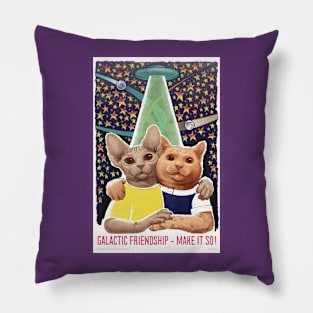 Soviet Cat Poster - Galactic Friendship Make It So! Pillow