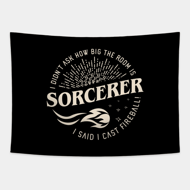 Sorcerer I Cast Fireball Funny Tabletop RPG Tapestry by pixeptional