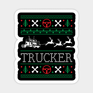 Christmas Trucker Truck Driver Ugly Christmas Sweater Magnet