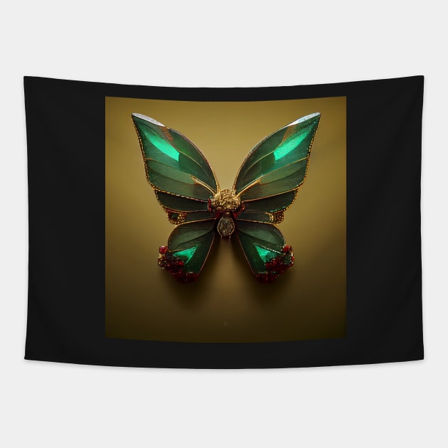 emerald butterfly 02 Tapestry by heartyARTworks
