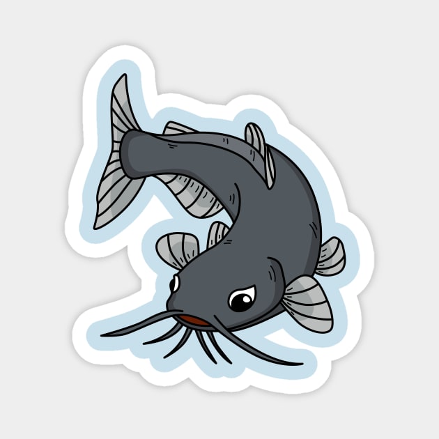 Cute catfish cartoon illustration Magnet by Cartoons of fun