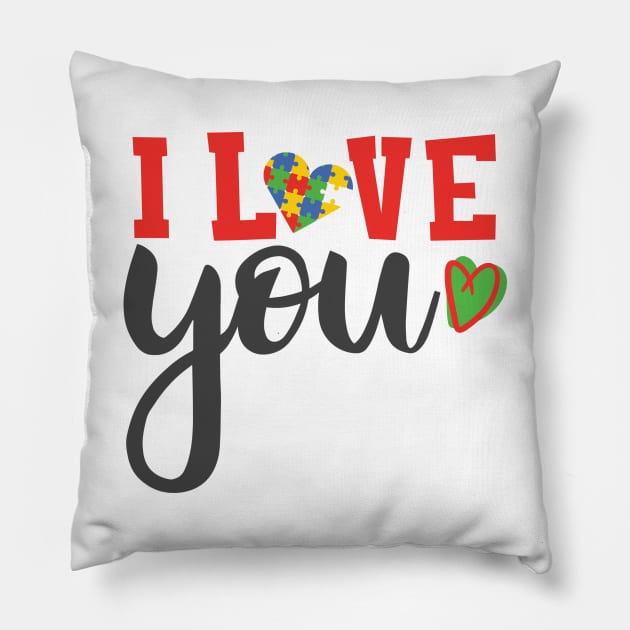 I Love Someone with Autism, Autism Awareness Amazing Cute Funny Colorful Motivational Inspirational Gift Idea for Autistic Pillow by SweetMay