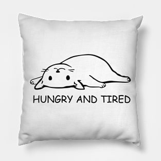 Cat - Hungry and Tired Design, Cat Tshirt, Cat Sticker, Men Women Gift Pillow