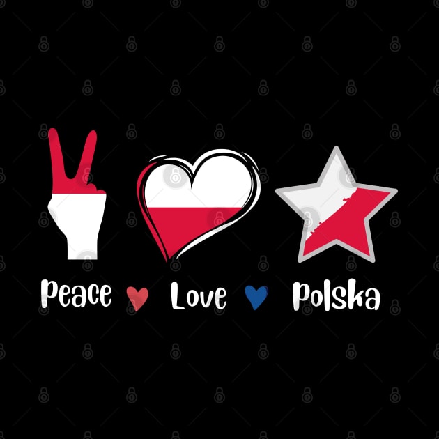 peace love polska, poland, red and white by twitaadesign