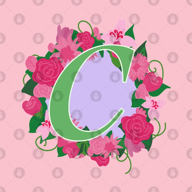 Monogram C, Personalized Floral Initial by Bunniyababa