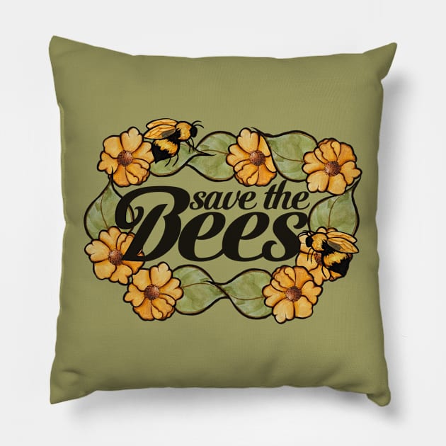 Save the Bees Pillow by bubbsnugg