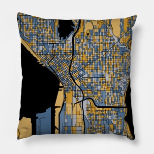 Seattle Map Pattern in Blue & Gold Pillow