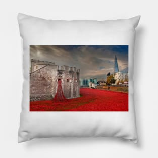 Tower of London Red Poppies Pillow