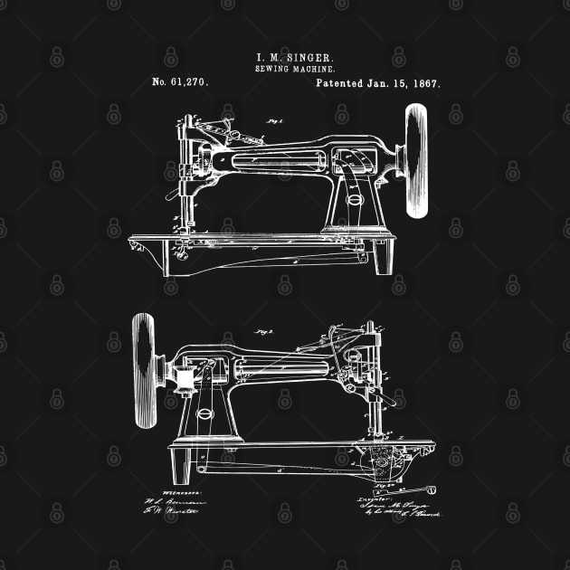 Vintage Singer Sewing Machine 1867 Patent Print by MadebyDesign