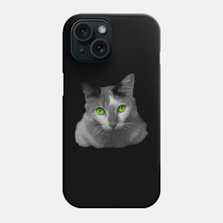 white cat green eyes Phone Case