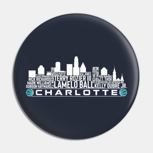 Charlotte Basketball Team 23 Player Roster, Charlotte City Skyline Pin