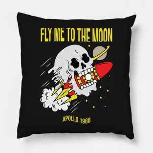 Fly me to the moon, skull Pillow