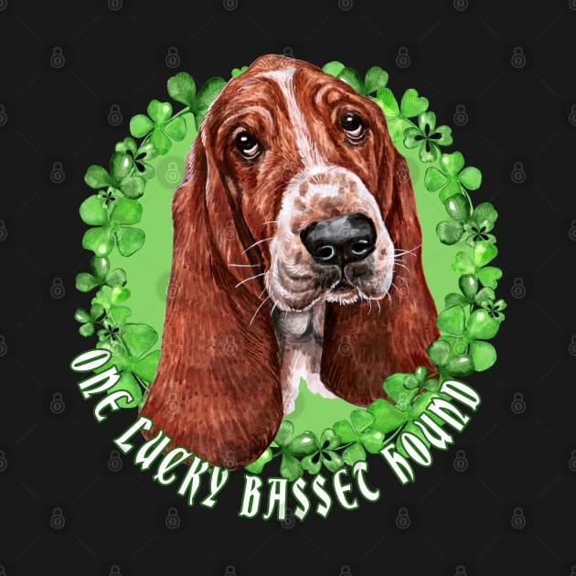 One Lucky Basset Haund Funny St. Patrick Dog by Sniffist Gang