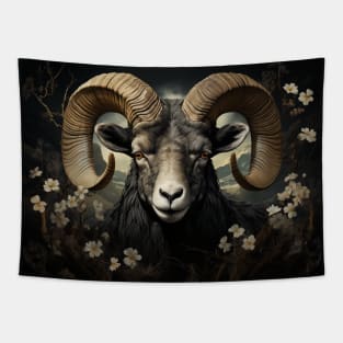 Vintage Retro Aries Ram Tapestry