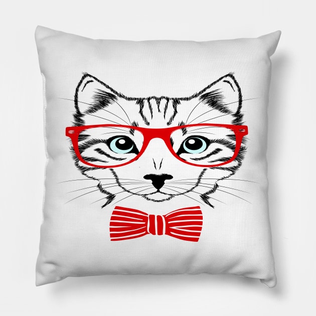 Hipster Cat Pillow by Mako Design 