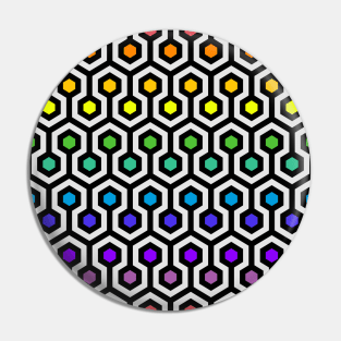 Geometric Pattern: Looped Hexagons: Rainbow Pin