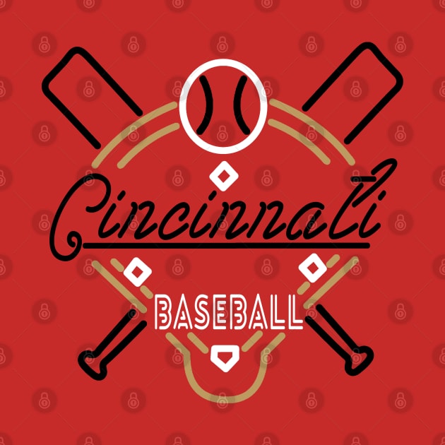 Neon Cincinnati Baseball by MulletHappens