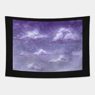 Violet Sky and White Clouds Tapestry