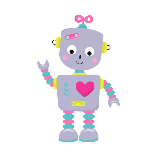 Cute Robot, Purple Robot, Funny Robot, Silly Robot by Jelena Dunčević