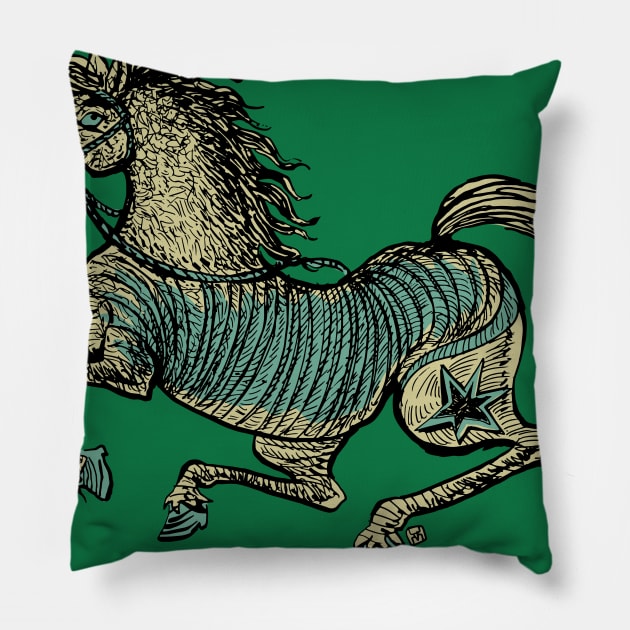 golden star horse in a race Pillow by duxpavlic