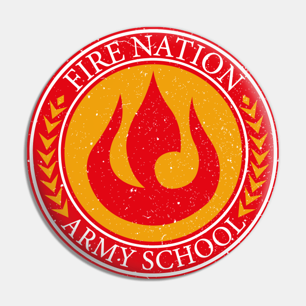 Worn Fire Nation Army School Logo Pin by GraphicBazaar