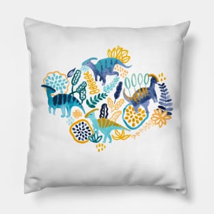 Gouache Parasaurolophuses Pillow