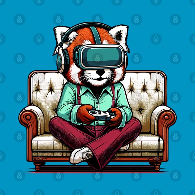 Red Panda gamer - Retro Gaming Bliss by TimeWarpWildlife