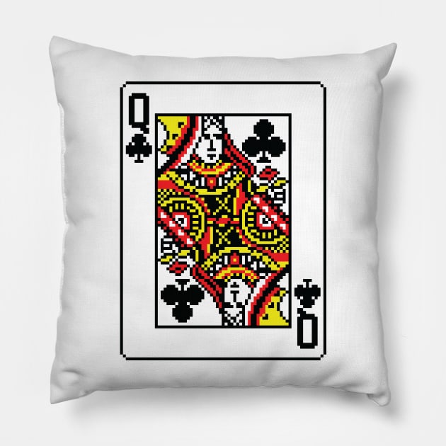 Queen of Clubs Pixel Art Pillow by inotyler