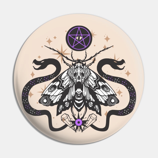Lunar moth with snake Pin by MonochromeEcho