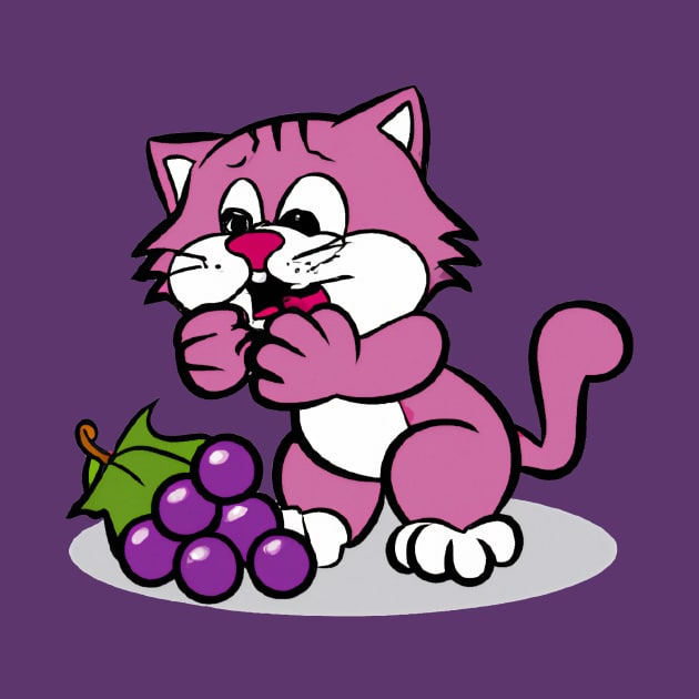 Cat eating wine grapes by winepartee