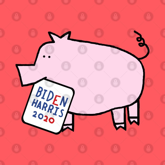 Small Pig with Biden Harris Sign by ellenhenryart