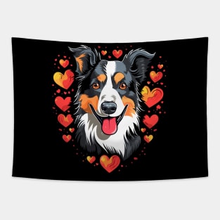 Border Collie Valentine Day Tapestry