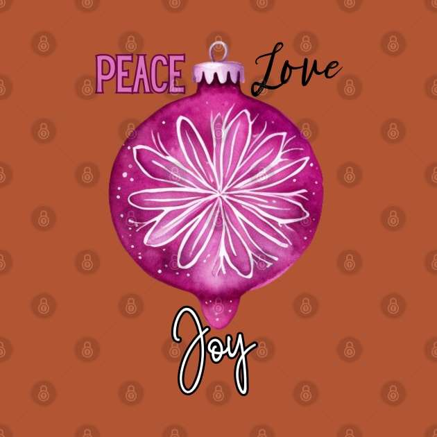 Peace Love Joy Hot Pink Holiday Christmas Ornament by mw1designsart