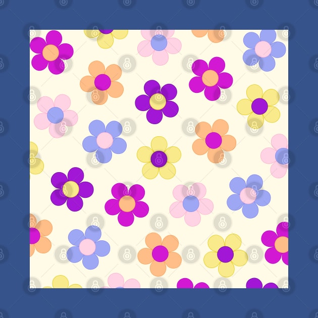 Flower Power Pattern on Yellow by NataliePaskell