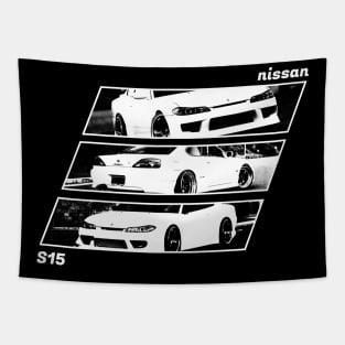 NISSAN SILVIA S15 Black 'N White Archive 2 (Black Version) Tapestry